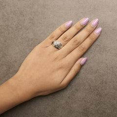 14K White Gold 1.0 Cttw Round and Baguette Diamond Cluster Bridal Set