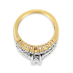 14K Yellow and White Gold 1 1/2 Cttw Round and Princess-Cut Diamond Band Ring (H-I Color, SI2-I Clarity)