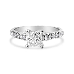 14K White Gold 1 1/5 Cttw 4-Prong Set Princess Diamond Classic Engagement Ring