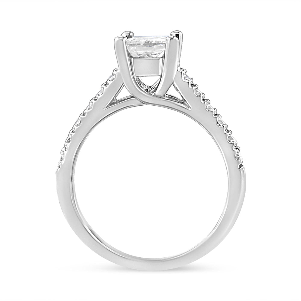 14K White Gold 1 1/5 Cttw 4-Prong Set Princess Diamond Classic Engagement Ring