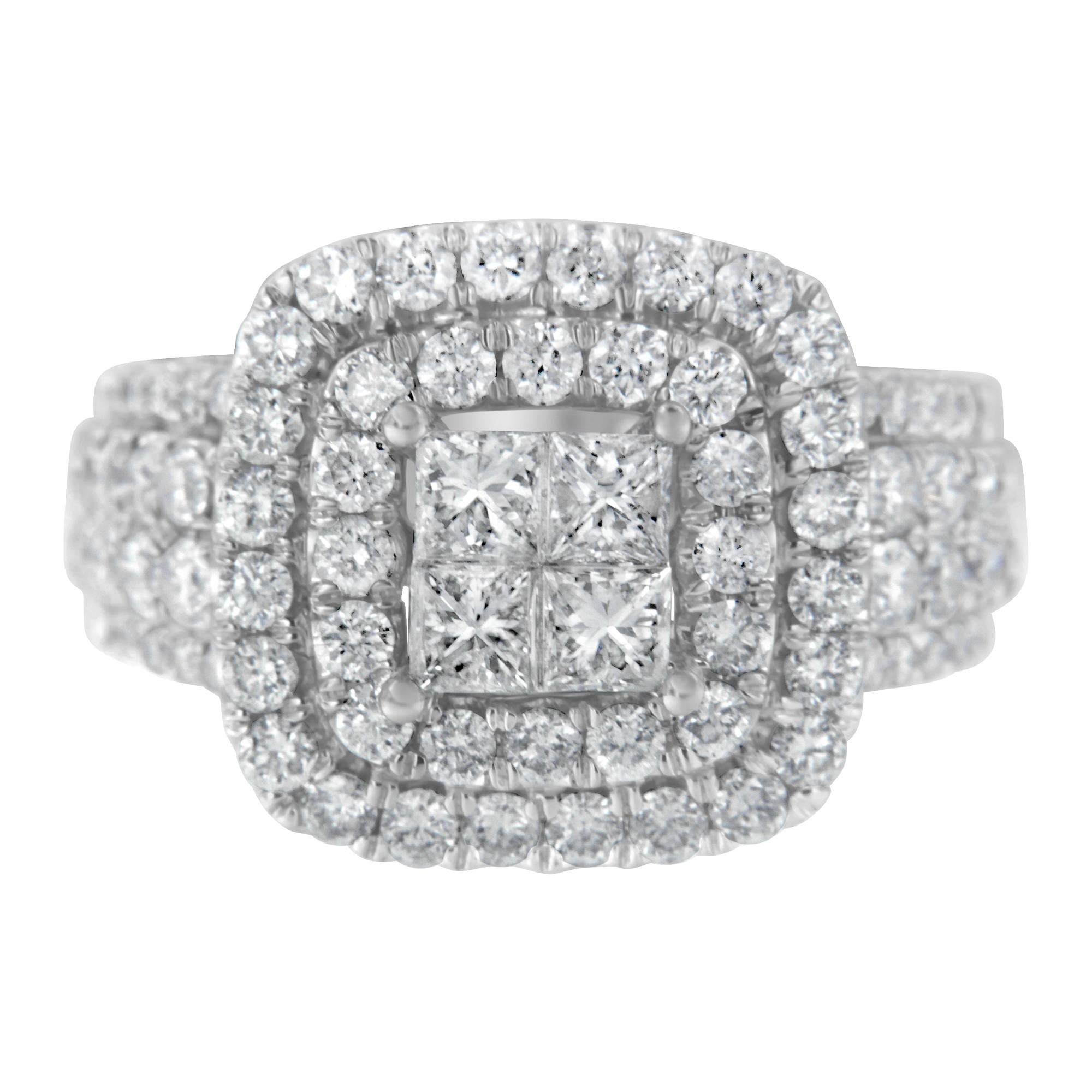 14KT White Gold Round and Princess Diamond Ring (2 1/4 cttw, H-I Color, SI1-SI2 Clarity)