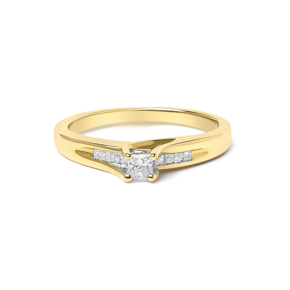 14K Yellow Gold 1/4 Cttw Princess Cut Diamond Engagement Ring