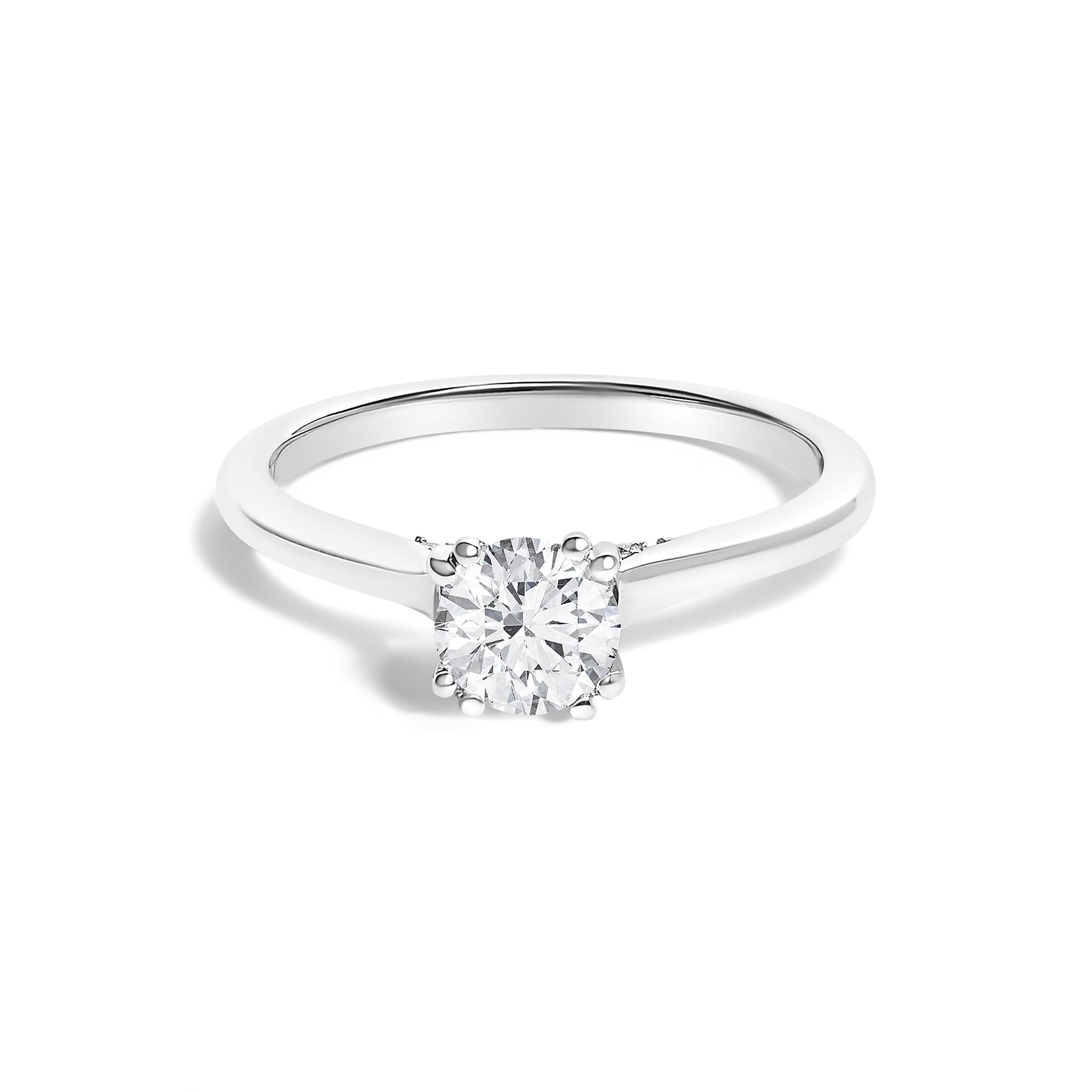 14K White Gold 7/8 Cttw Lab Grown Diamond Solitaire Cathedral Style Engagement Ring (F-G Color, VS1-VS2 Clarity)