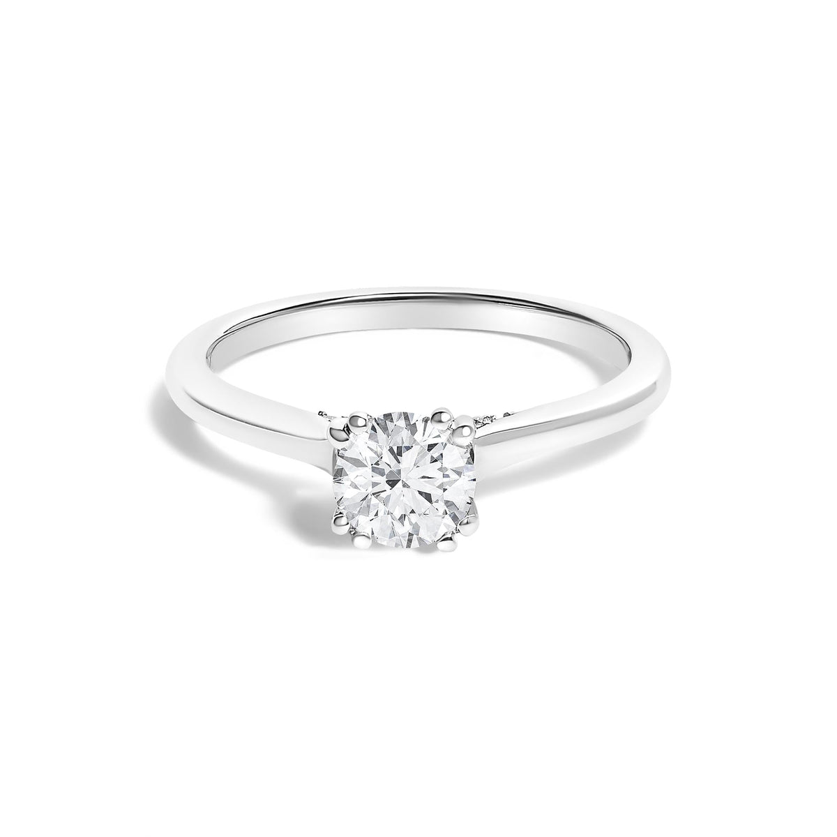 14K White Gold 7/8 Cttw Lab Grown Diamond Solitaire Cathedral Style Engagement Ring (F-G Color, VS1-VS2 Clarity)