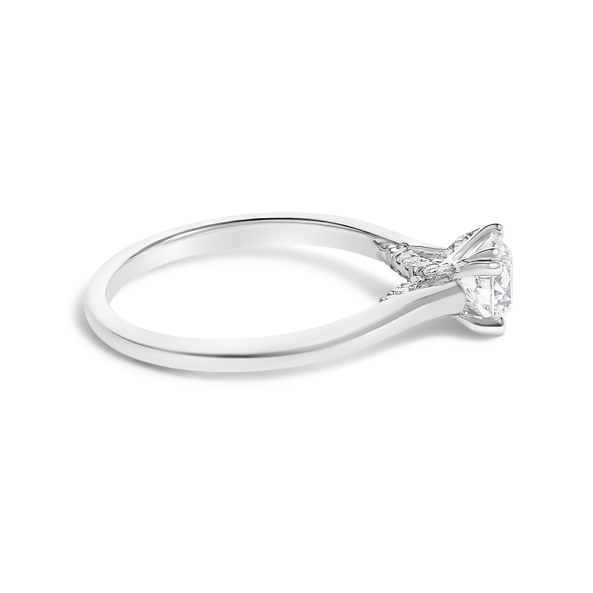 14K White Gold 7/8 Cttw Lab Grown Diamond Solitaire Cathedral Style Engagement Ring (F-G Color, VS1-VS2 Clarity)