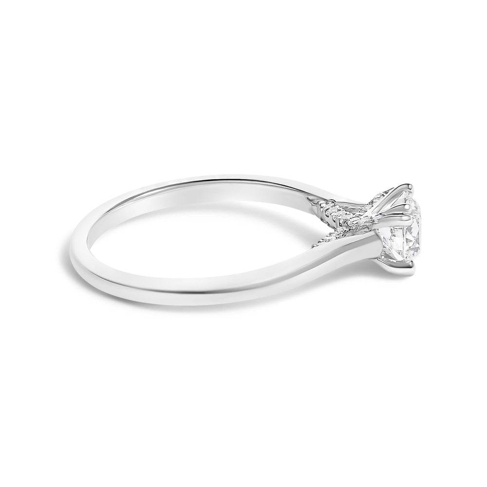 14K White Gold 7/8 Cttw Lab Grown Diamond Solitaire Cathedral Style Engagement Ring (F-G Color, VS1-VS2 Clarity)