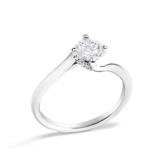 14K White Gold 4/5 Cttw Round Lab Grown Diamond Bypass Solitaire Engagement Ring (F-G Color, VS1-VS2 Clarity)
