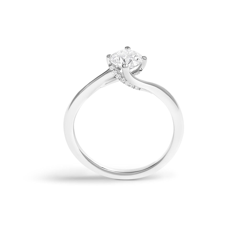 14K White Gold 4/5 Cttw Round Lab Grown Diamond Bypass Solitaire Engagement Ring (F-G Color, VS1-VS2 Clarity)