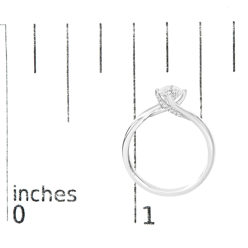 14K White Gold 4/5 Cttw Round Lab Grown Diamond Bypass Solitaire Engagement Ring (F-G Color, VS1-VS2 Clarity)