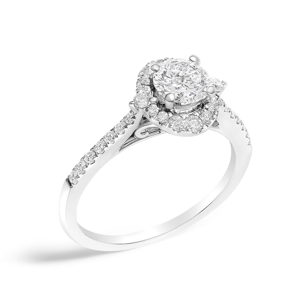 14K White Gold 1.00 Cttw Lab-Grown Diamond Oval Shaped Halo Engagement Ring (F-G Color, VS1-VS2 Clarity)