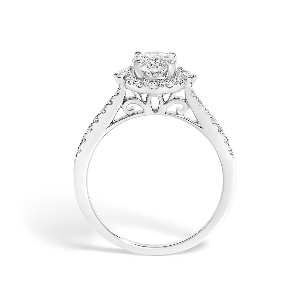 14K White Gold 1.00 Cttw Lab-Grown Diamond Oval Shaped Halo Engagement Ring (F-G Color, VS1-VS2 Clarity)