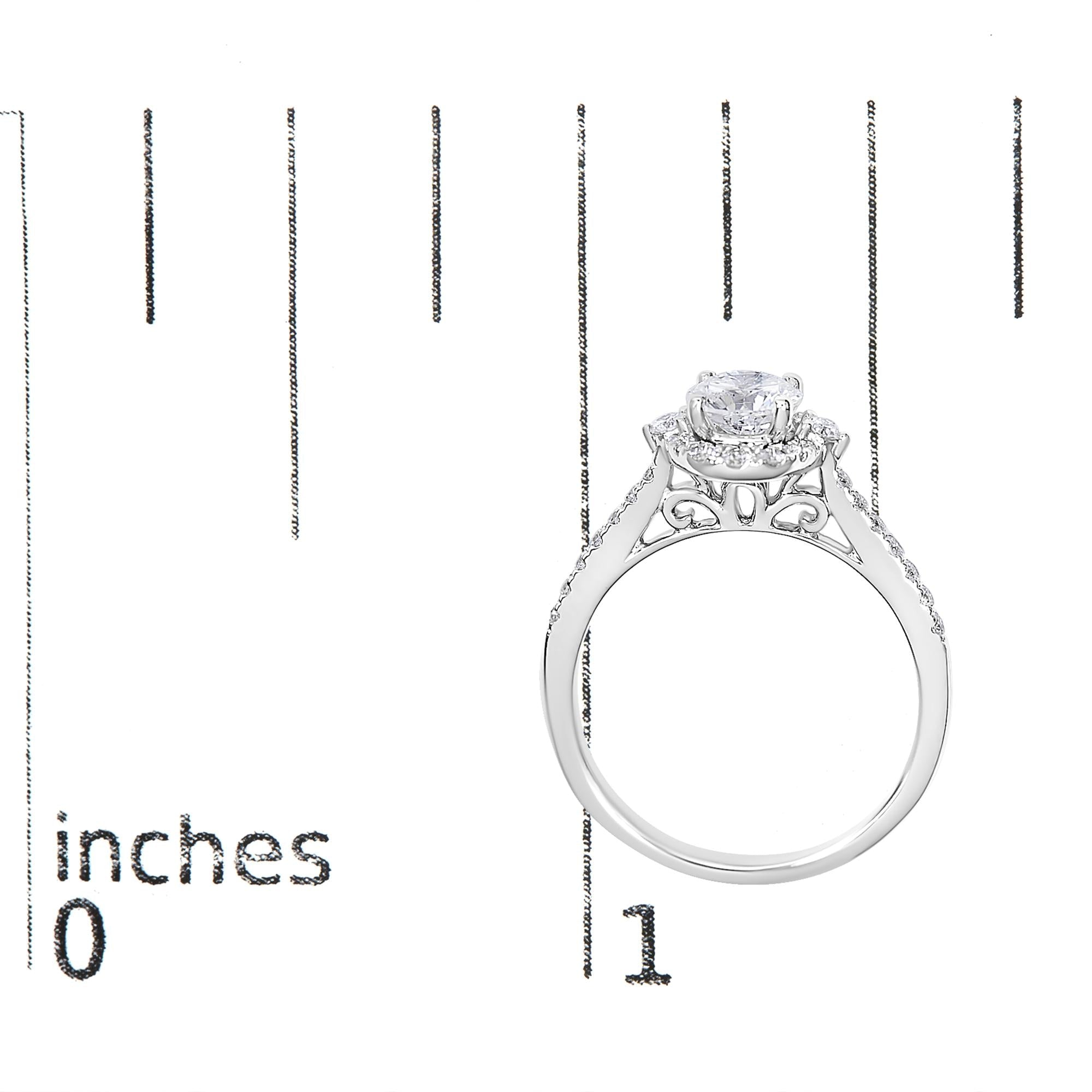 14K White Gold 1.00 Cttw Lab-Grown Diamond Oval Shaped Halo Engagement Ring (F-G Color, VS1-VS2 Clarity)