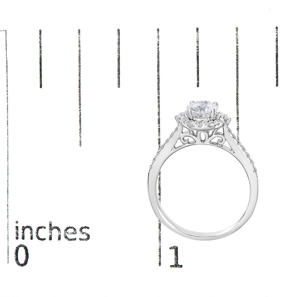 14K White Gold 1.00 Cttw Lab-Grown Diamond Oval Shaped Halo Engagement Ring (F-G Color, VS1-VS2 Clarity)