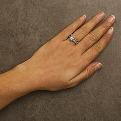 14K White Gold Lab Grown Diamond 1.0 Cttw Vintage Style Engagement Ring and Band Set