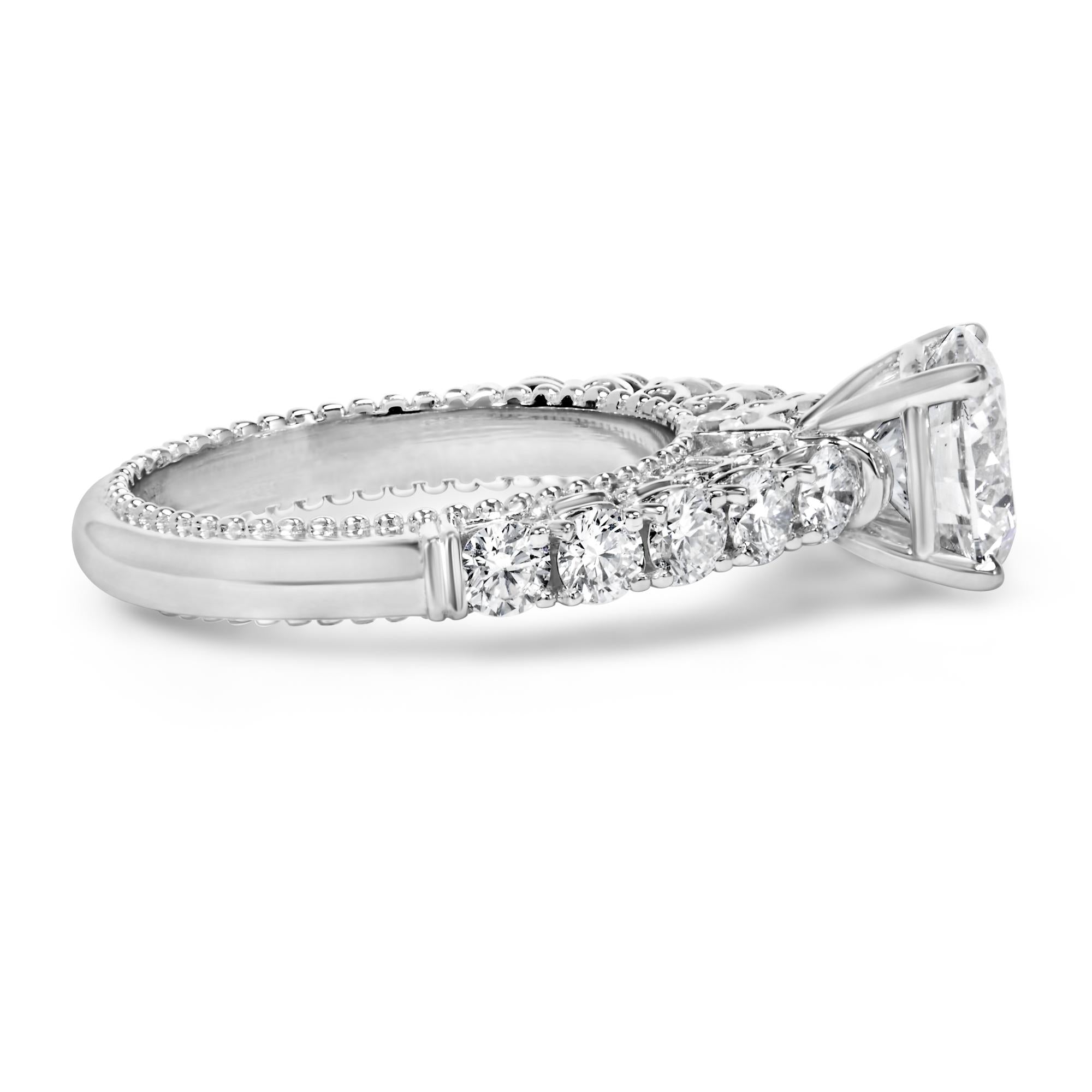 14K White Gold 3 1/5 Cttw Lab Grown Diamond Vintage Style Engagement Ring