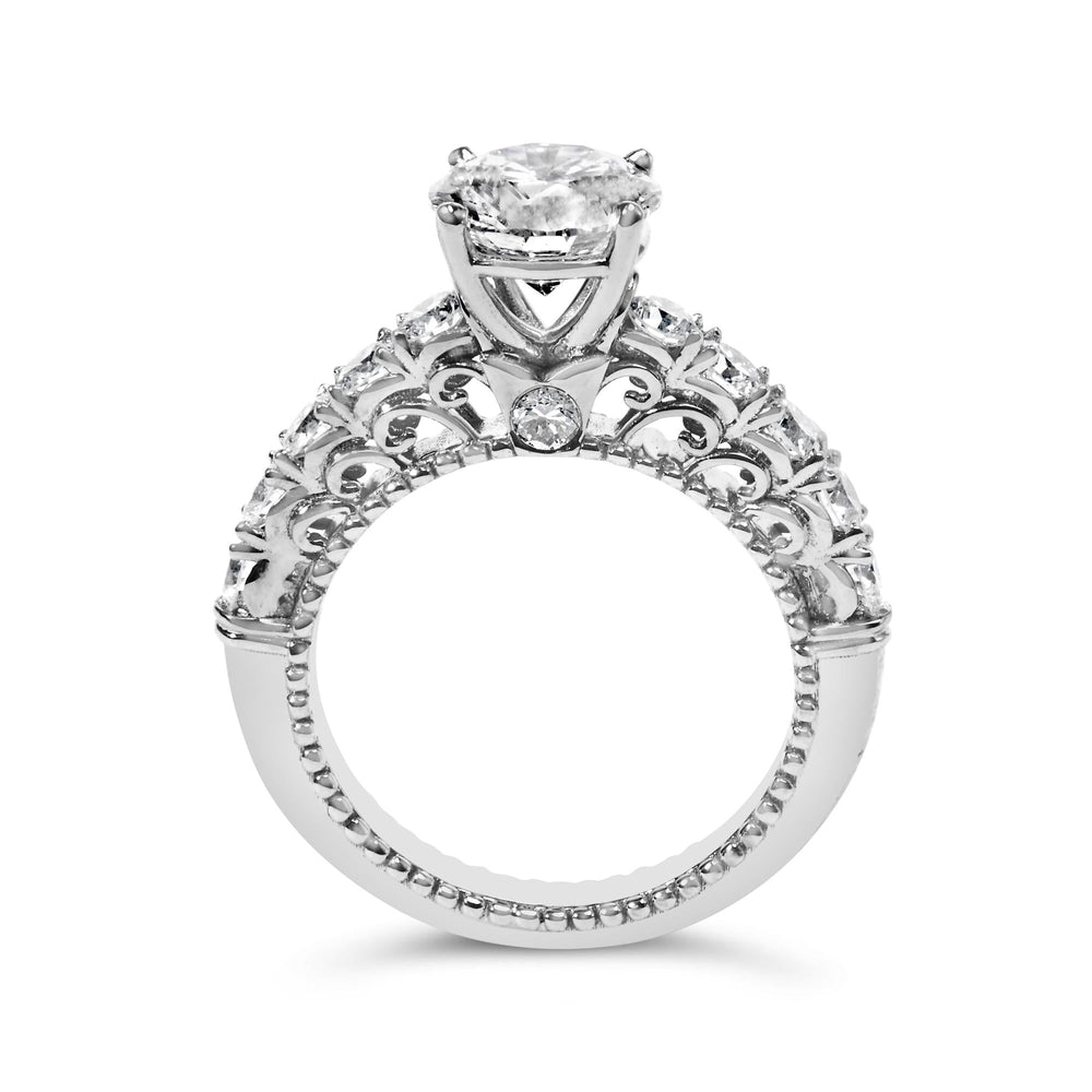 14K White Gold 3 1/5 Cttw Lab Grown Diamond Vintage Style Engagement Ring