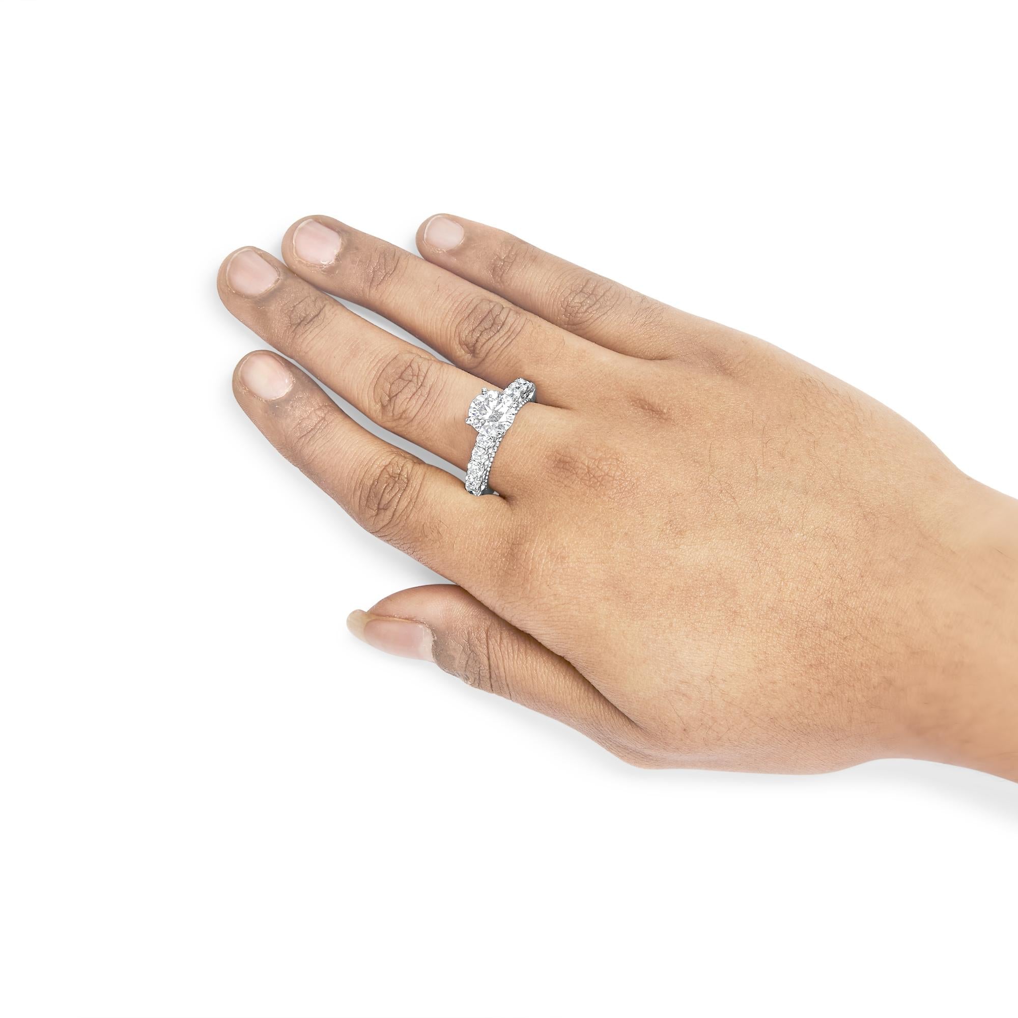 14K White Gold 3 1/5 Cttw Lab Grown Diamond Vintage Style Engagement Ring