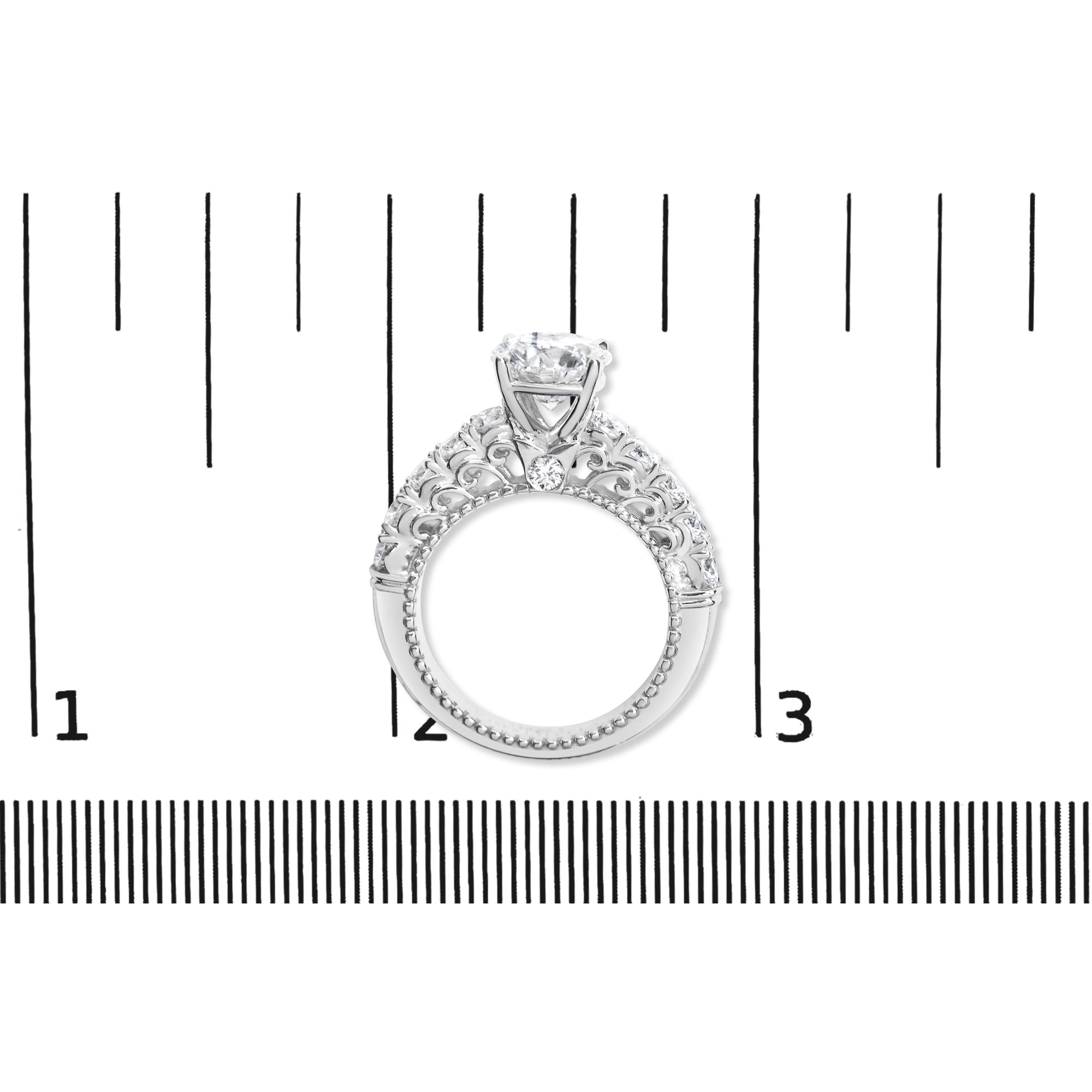14K White Gold 3 1/5 Cttw Lab Grown Diamond Vintage Style Engagement Ring