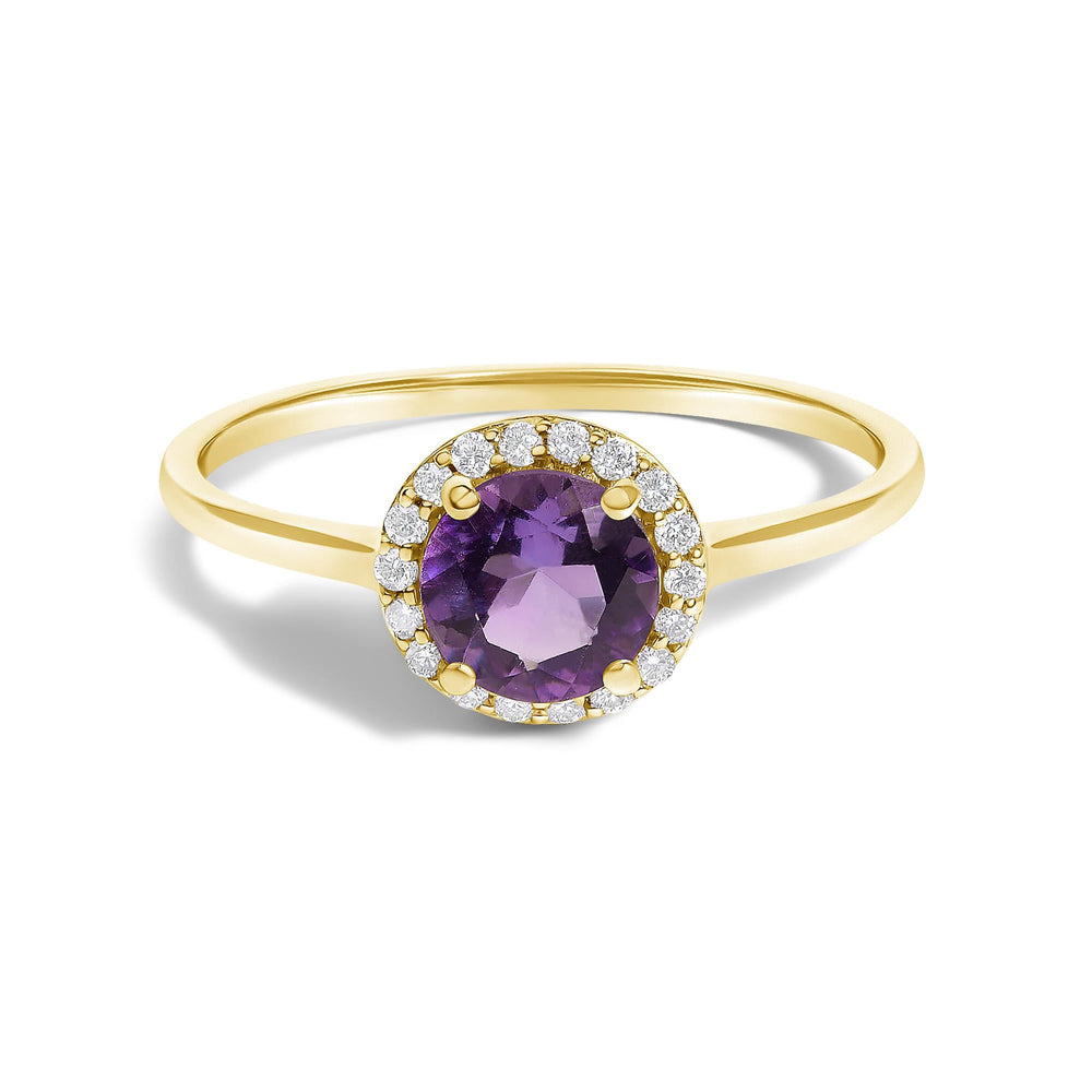 10K Gold Gemstone and 1/10 Cttw Diamond Halo Ring