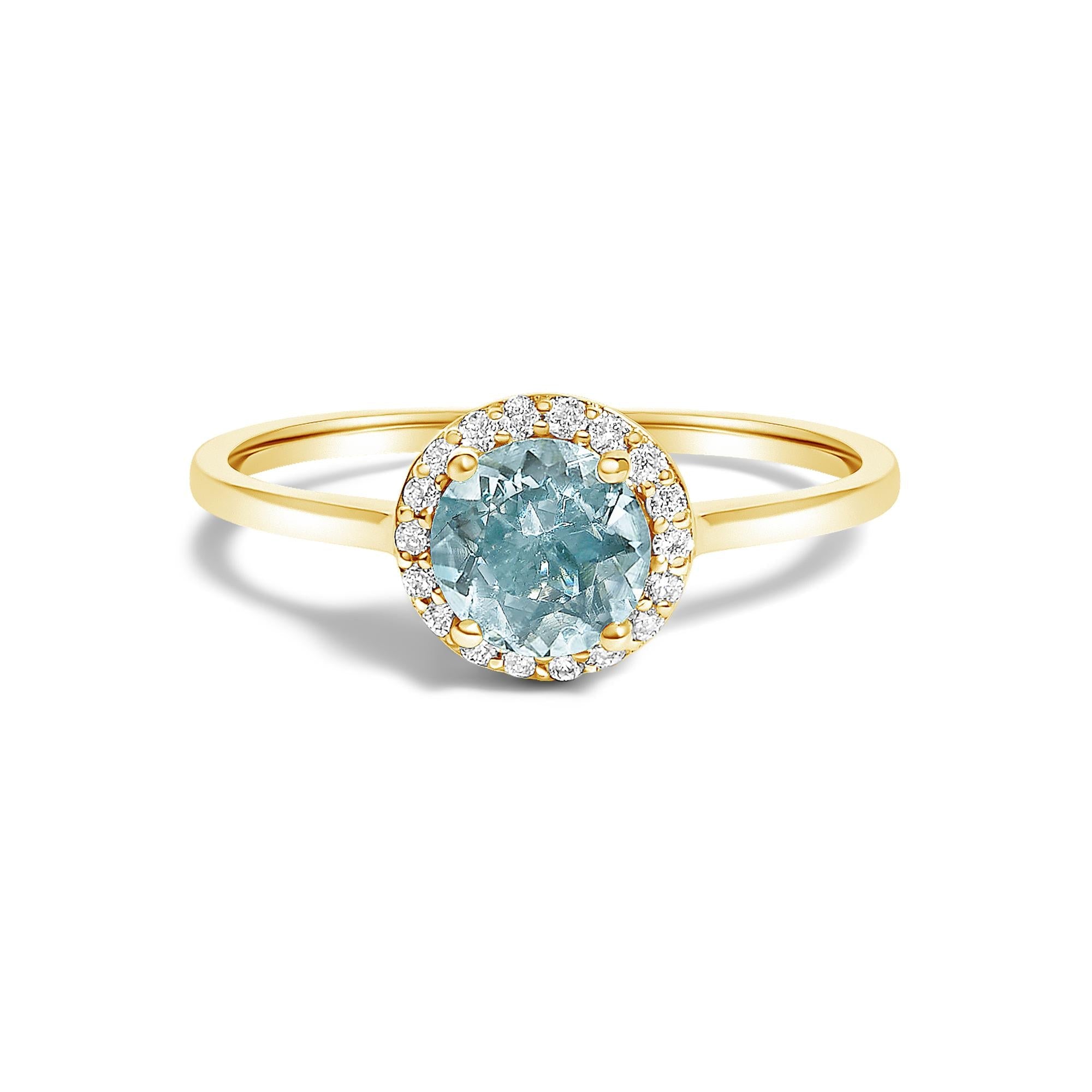 10K Gold Gemstone and 1/10 Cttw Diamond Halo Ring
