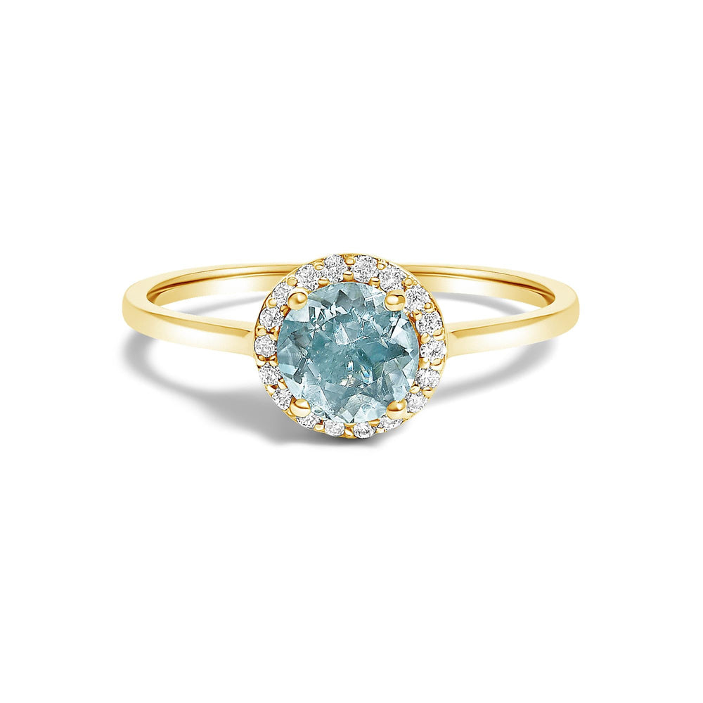 10K Gold Gemstone and 1/10 Cttw Diamond Halo Ring
