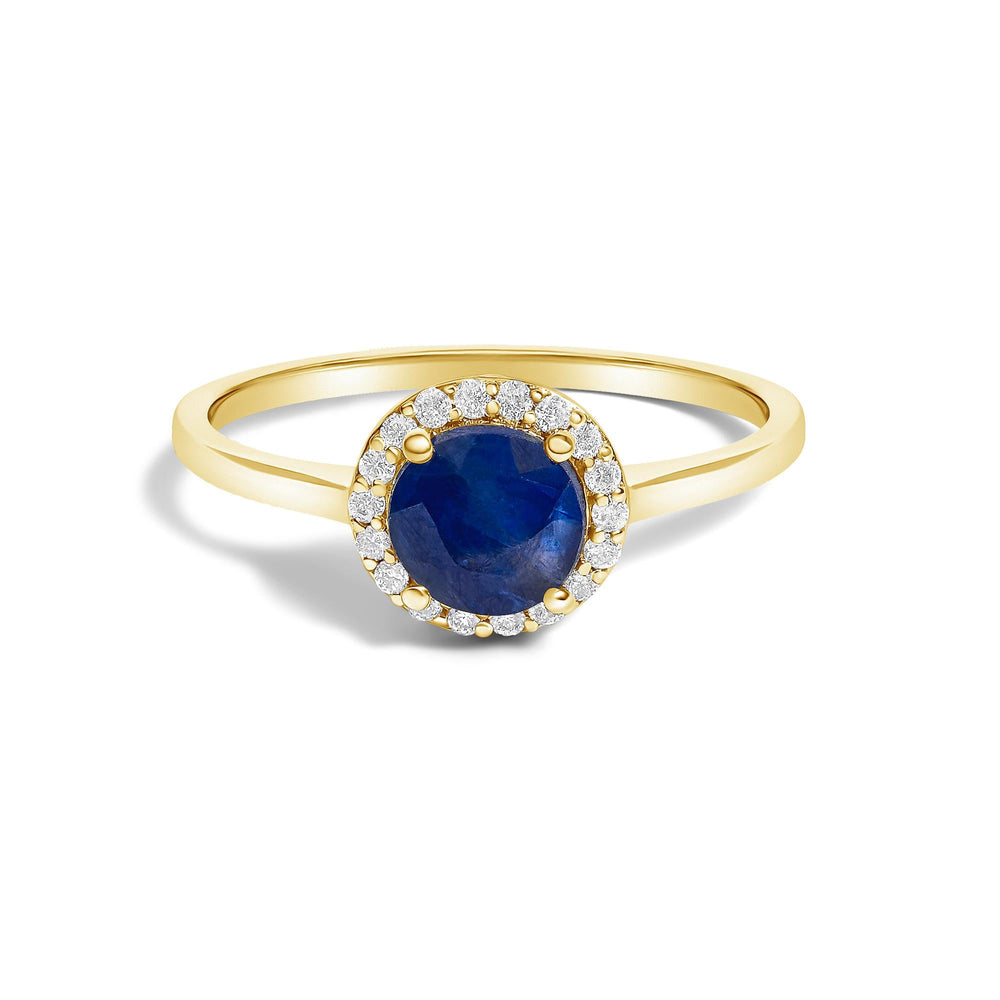 10K Gold Gemstone and 1/10 Cttw Diamond Halo Ring