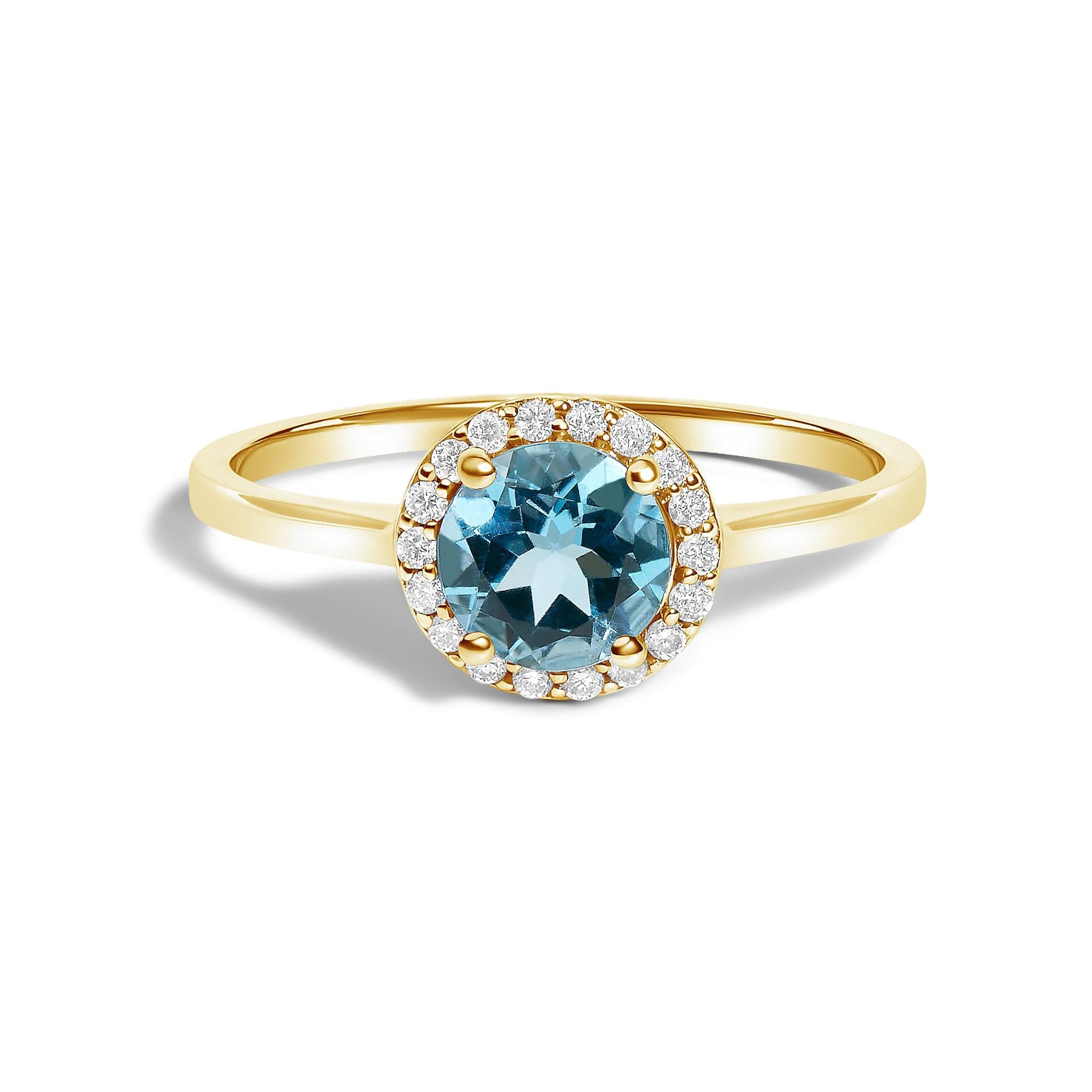 10K Gold Gemstone and 1/10 Cttw Diamond Halo Ring