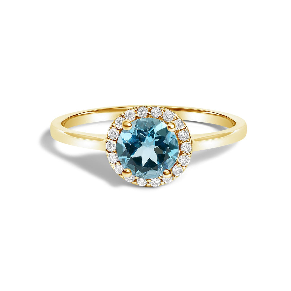 10K Gold Gemstone and 1/10 Cttw Diamond Halo Ring
