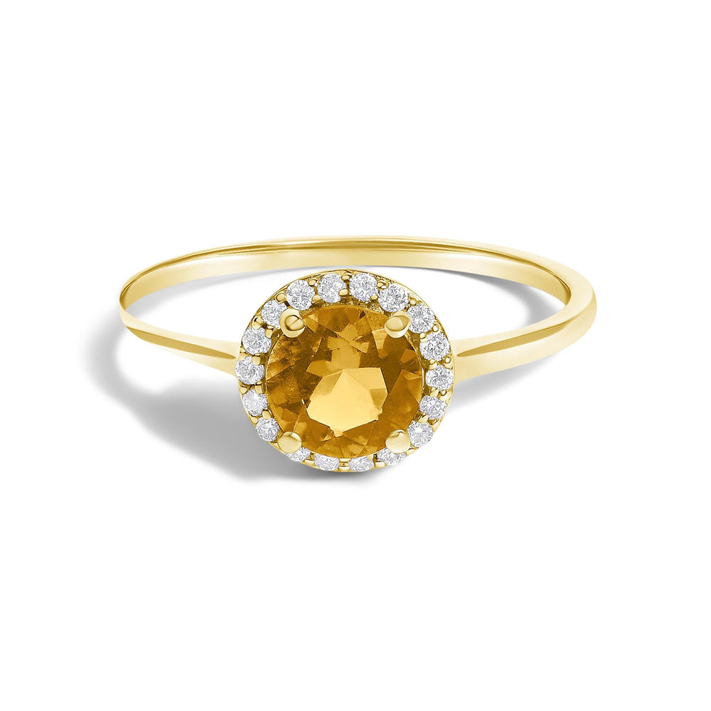 10K Gold Gemstone and 1/10 Cttw Diamond Halo Ring