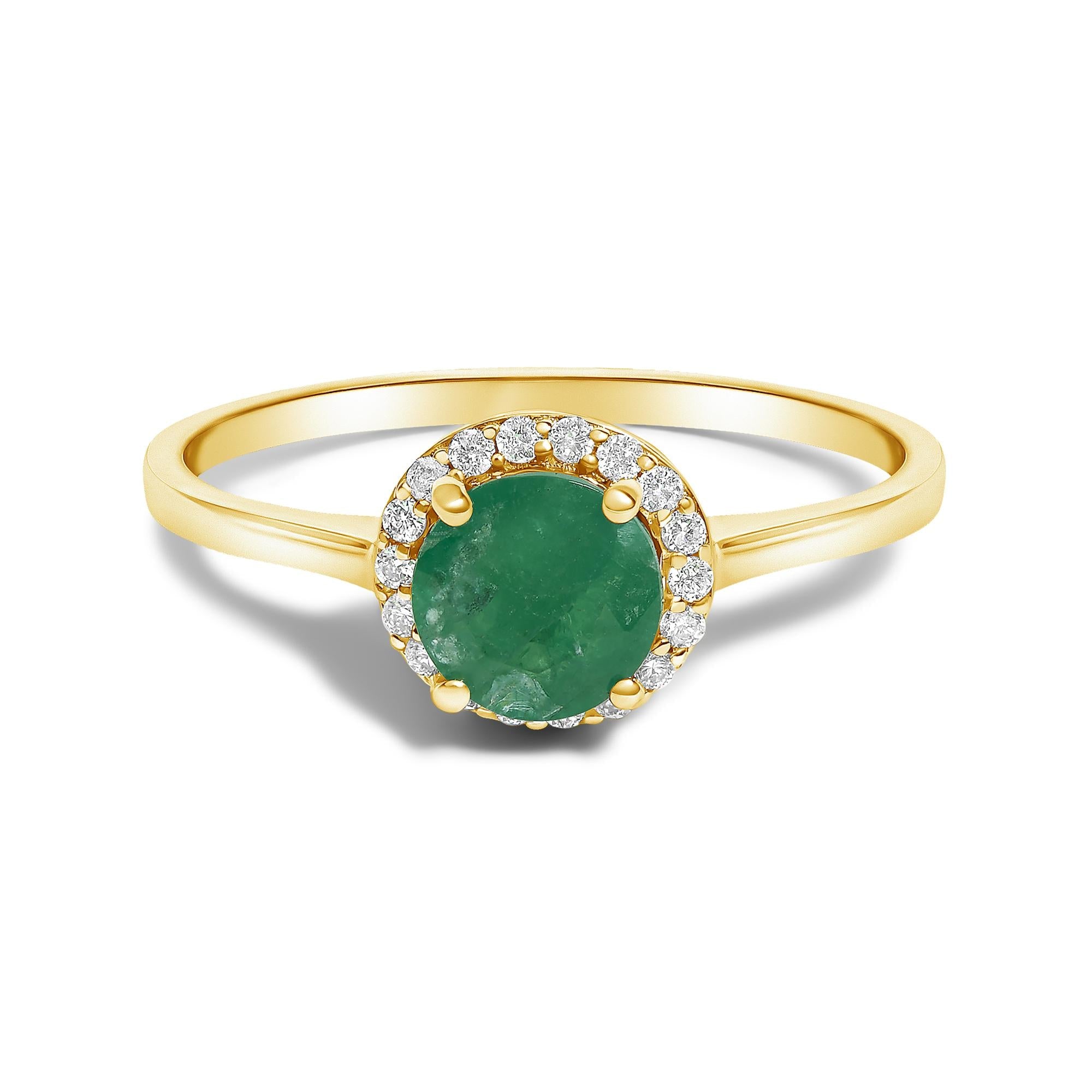 10K Gold Gemstone and 1/10 Cttw Diamond Halo Ring