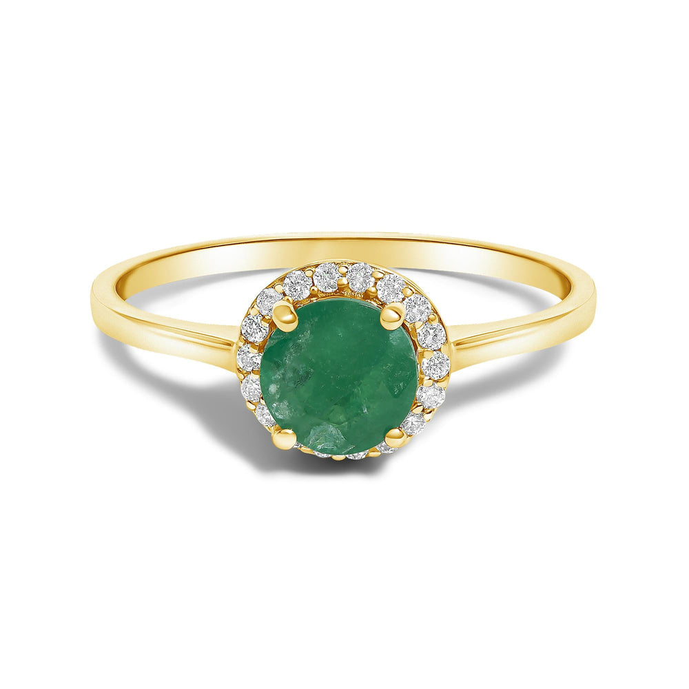 10K Gold Gemstone and 1/10 Cttw Diamond Halo Ring
