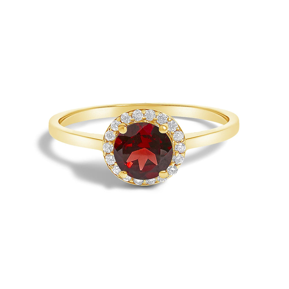 10K Gold Gemstone and 1/10 Cttw Diamond Halo Ring