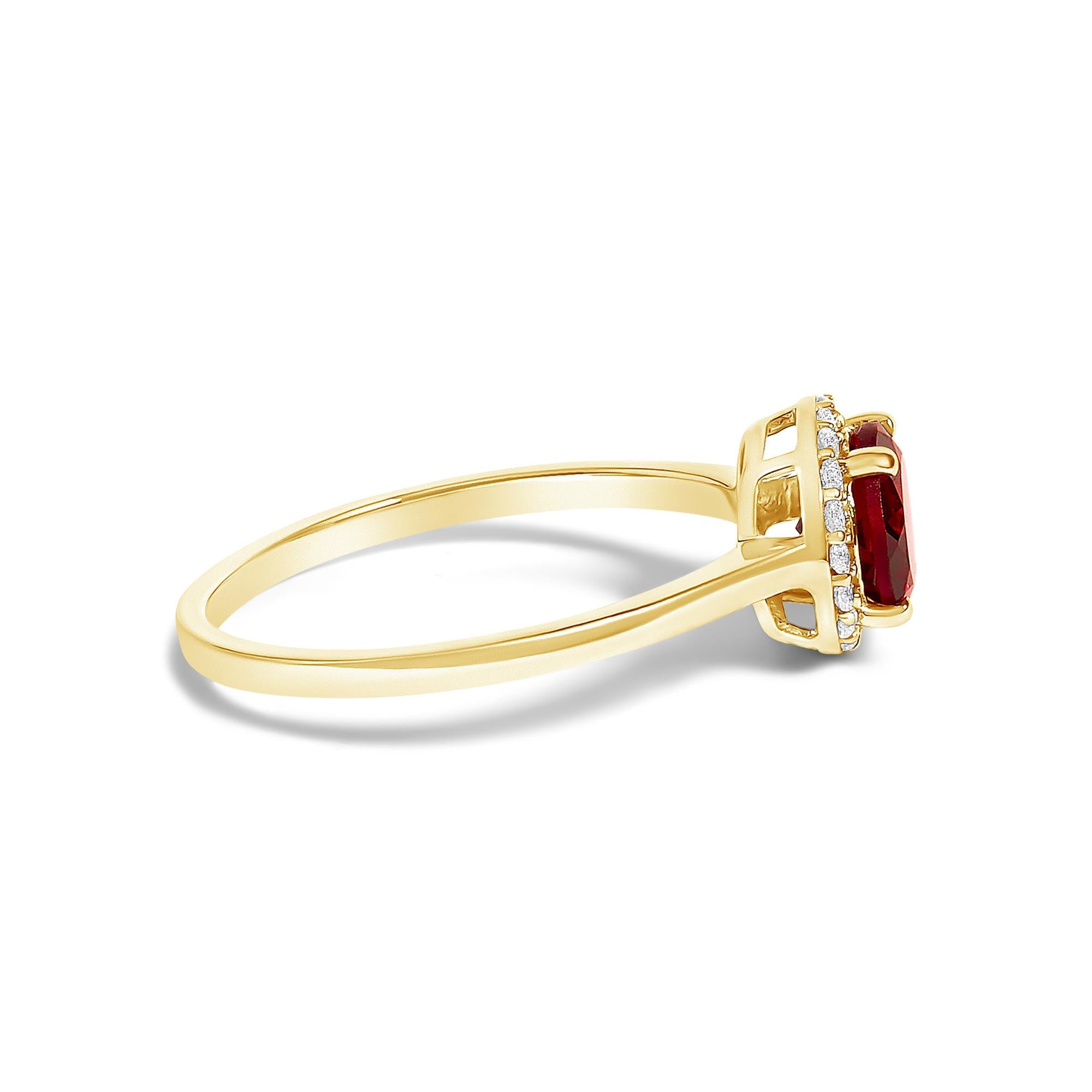 10K Gold Gemstone and 1/10 Cttw Diamond Halo Ring