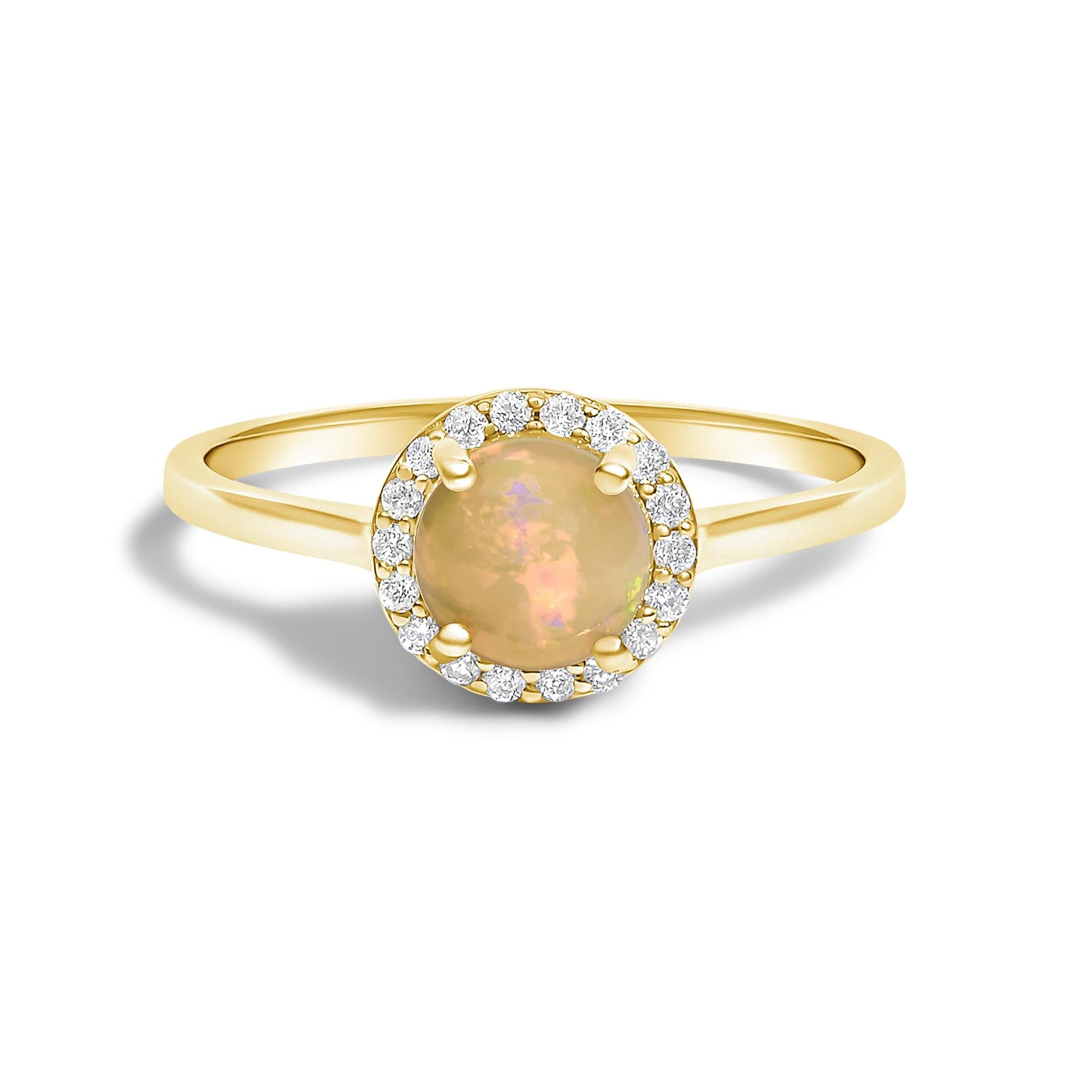 10K Gold Gemstone and 1/10 Cttw Diamond Halo Ring