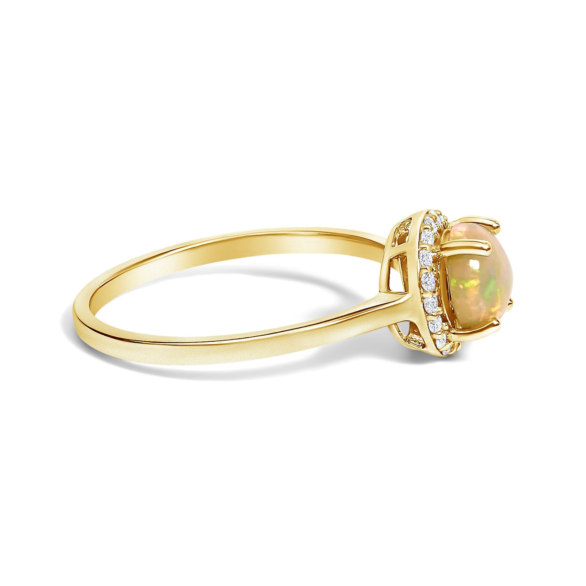 10K Gold Gemstone and 1/10 Cttw Diamond Halo Ring