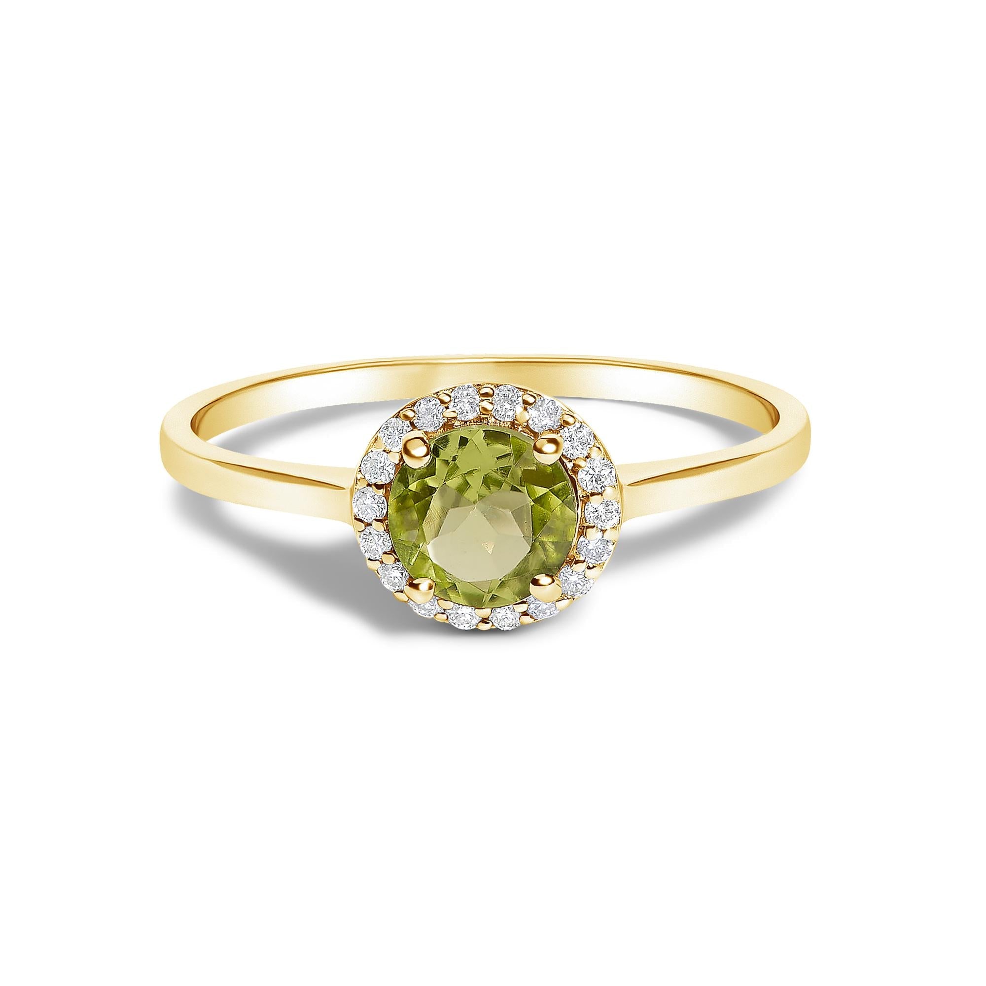 10K Gold Gemstone and 1/10 Cttw Diamond Halo Ring