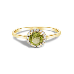 10K Gold Gemstone and 1/10 Cttw Diamond Halo Ring