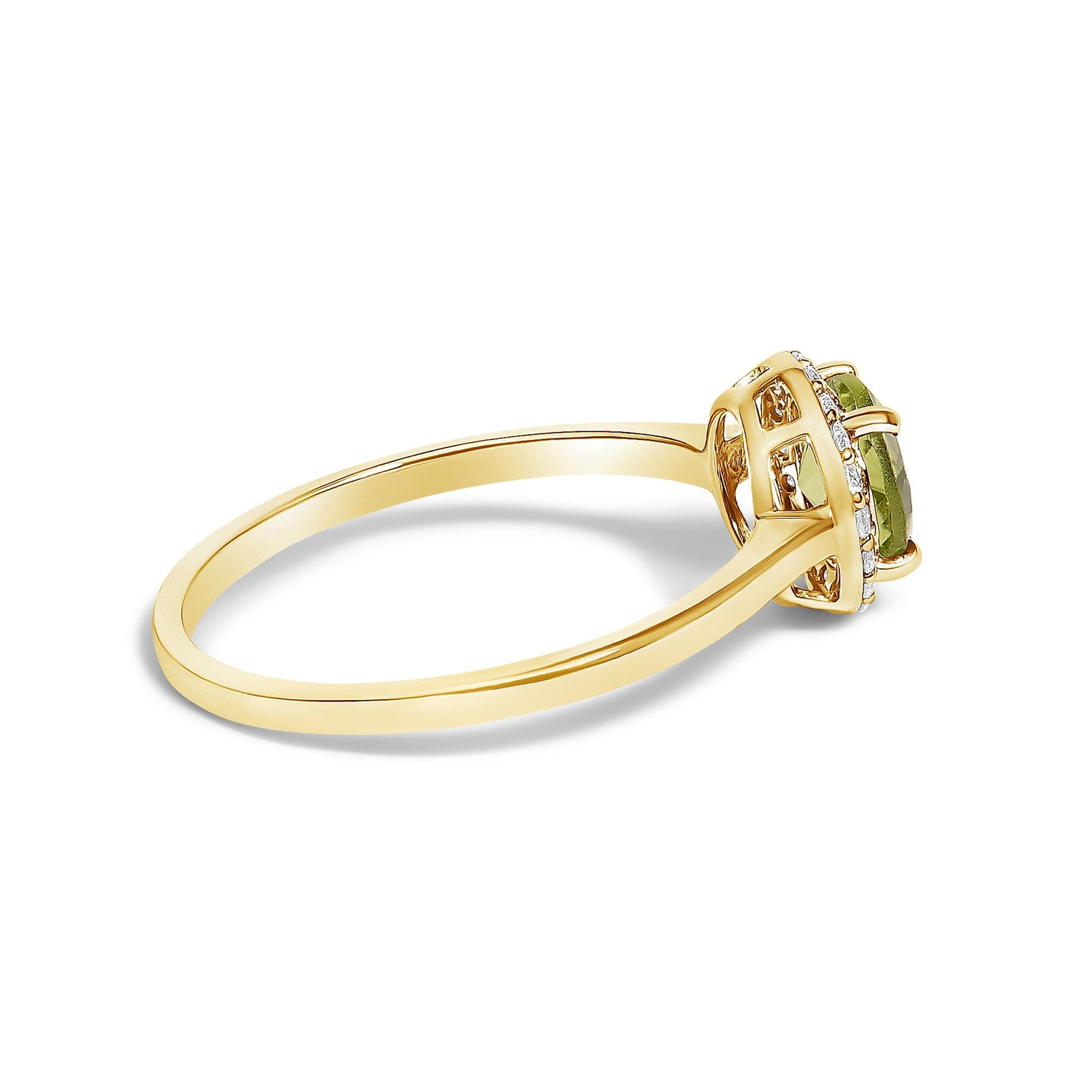 10K Gold Gemstone and 1/10 Cttw Diamond Halo Ring