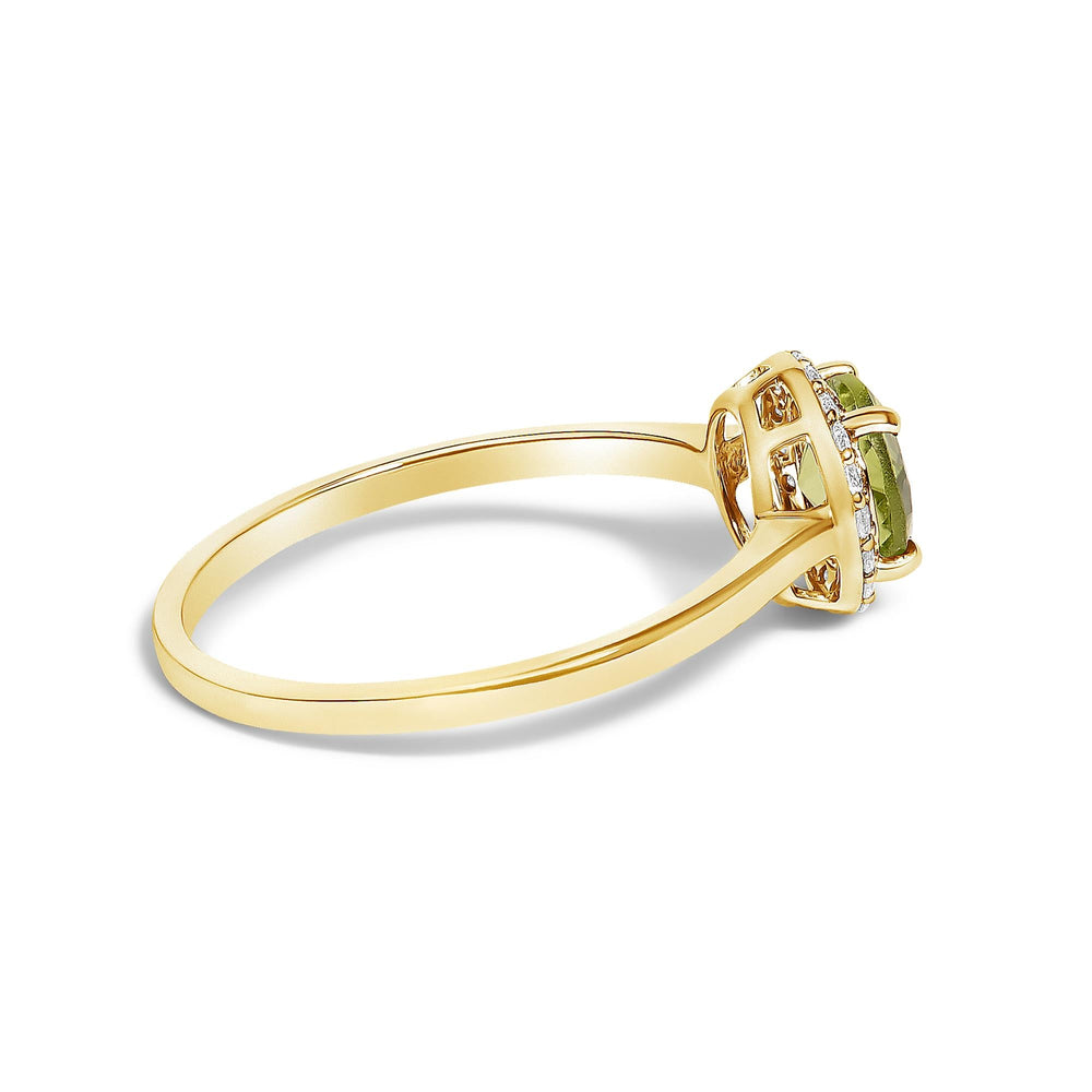 10K Gold Gemstone and 1/10 Cttw Diamond Halo Ring