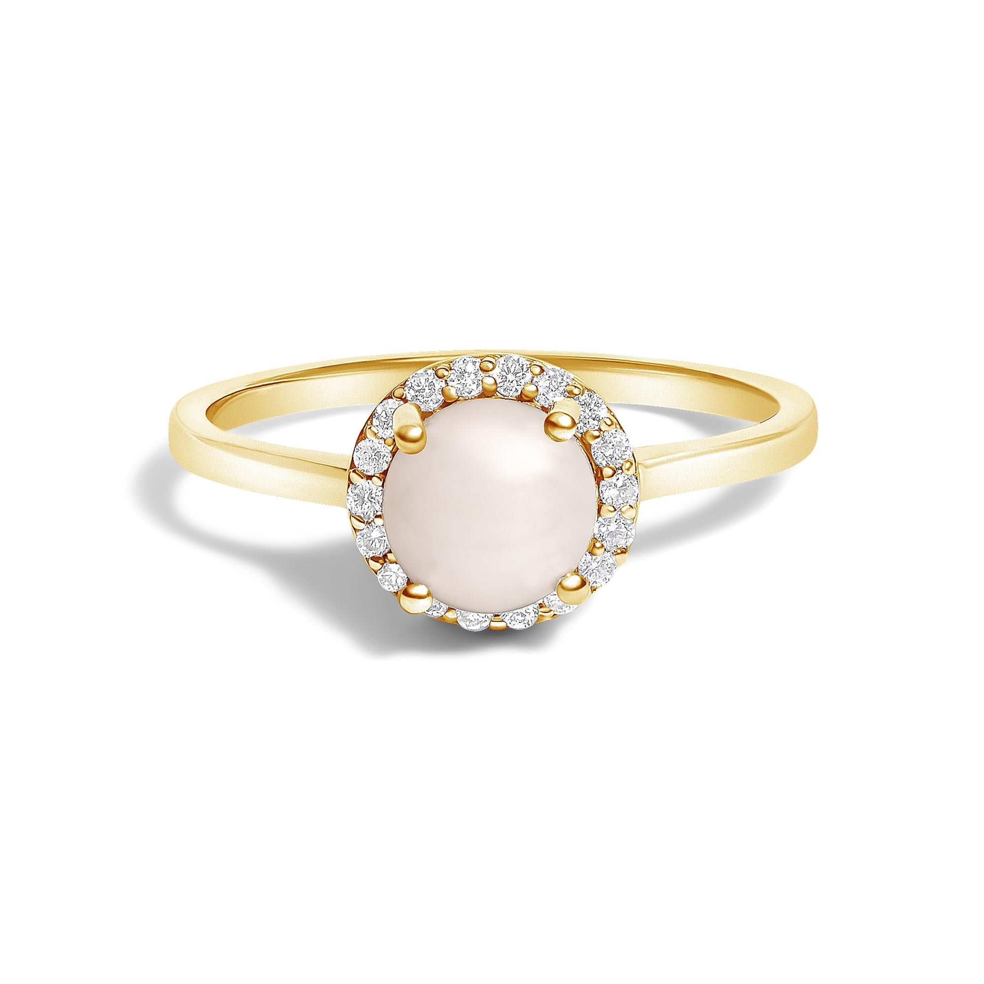 10K Gold Gemstone and 1/10 Cttw Diamond Halo Ring