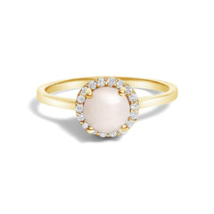 10K Gold Gemstone and 1/10 Cttw Diamond Halo Ring