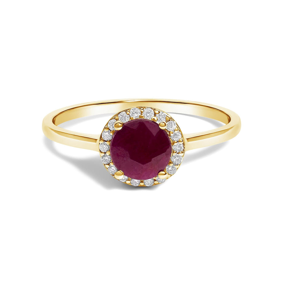 10K Gold Gemstone and 1/10 Cttw Diamond Halo Ring