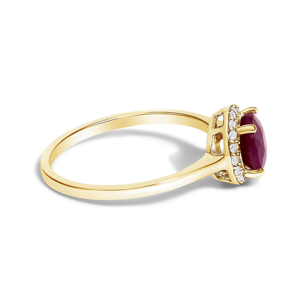 10K Gold Gemstone and 1/10 Cttw Diamond Halo Ring