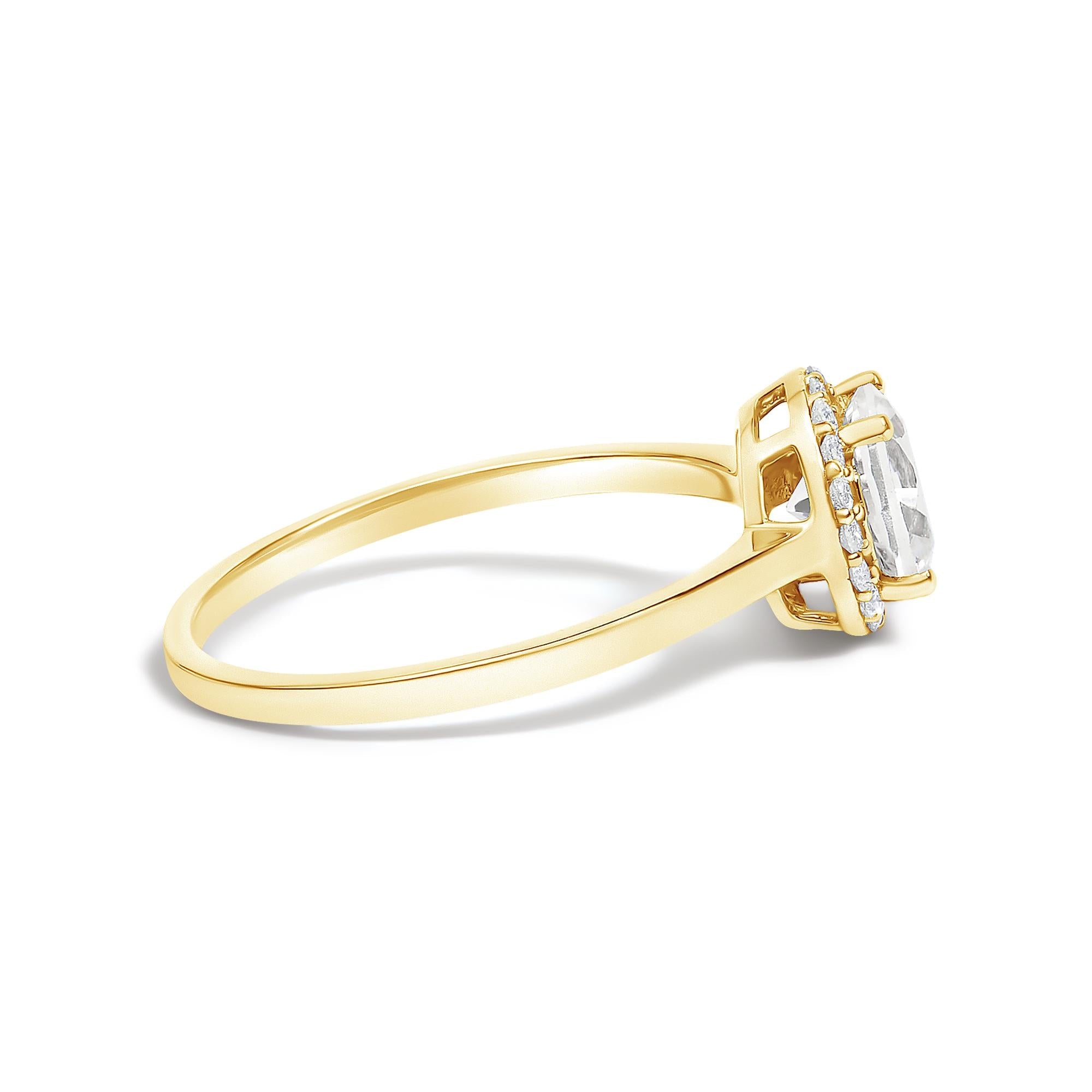 10K Gold Gemstone and 1/10 Cttw Diamond Halo Ring