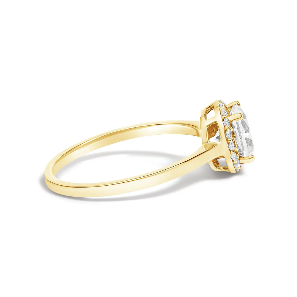10K Gold Gemstone and 1/10 Cttw Diamond Halo Ring