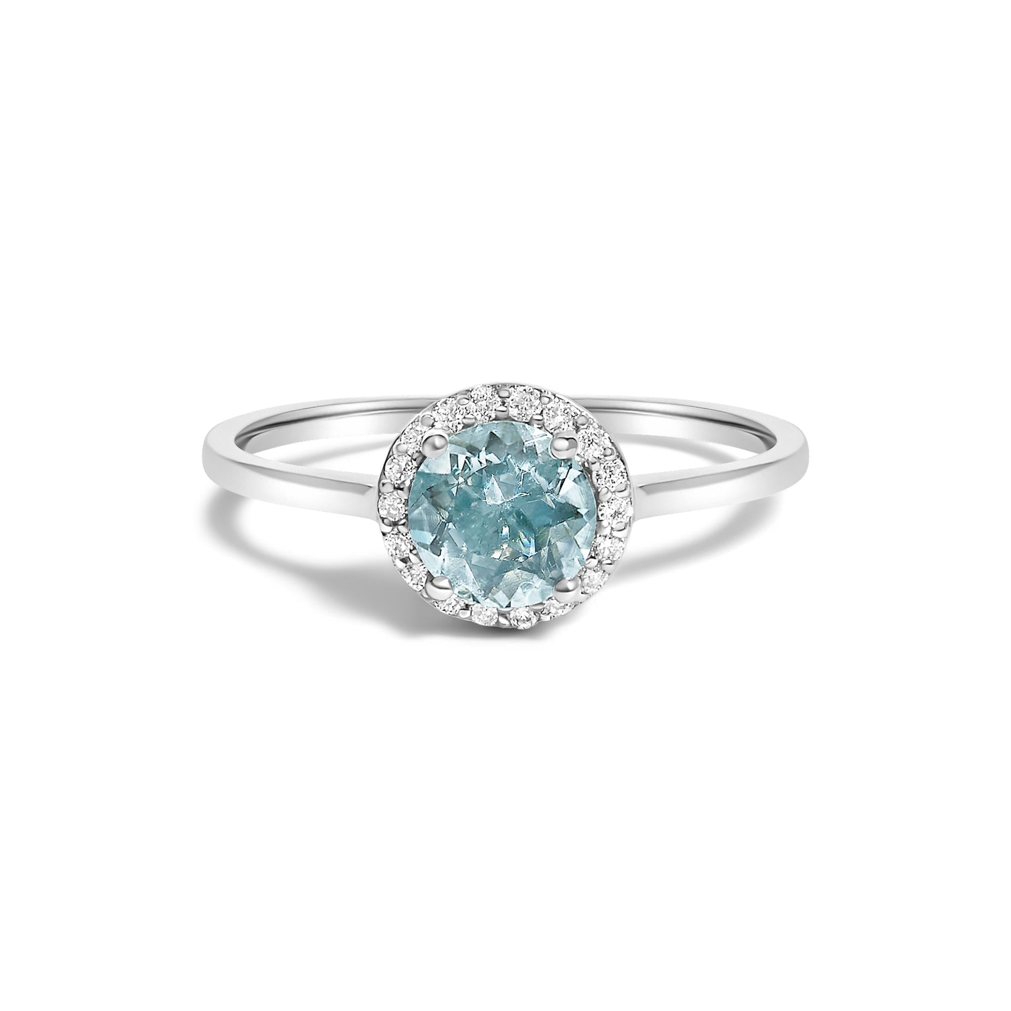 10K Gold Gemstone and 1/10 Cttw Diamond Halo Ring