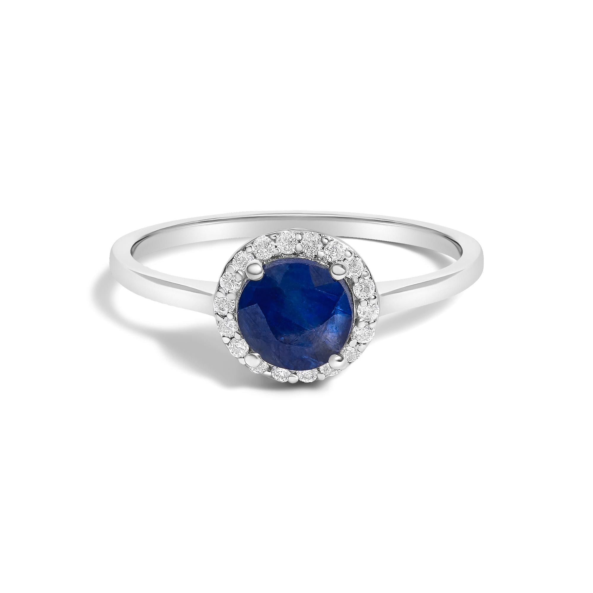 10K Gold Gemstone and 1/10 Cttw Diamond Halo Ring