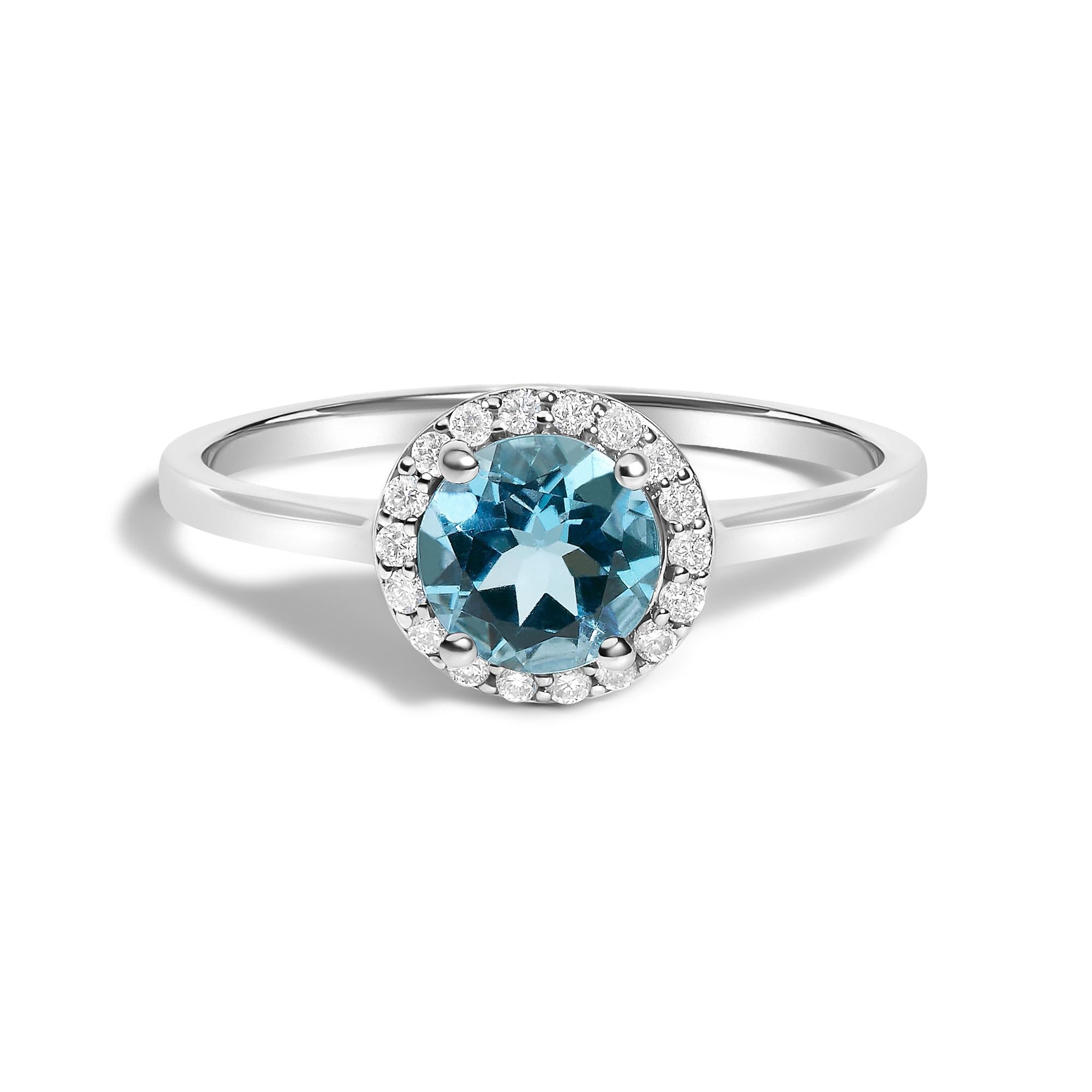 10K Gold Gemstone and 1/10 Cttw Diamond Halo Ring