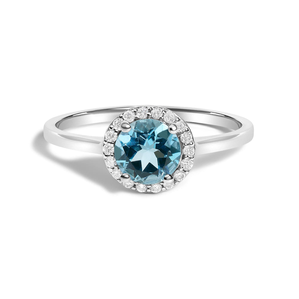 10K Gold Gemstone and 1/10 Cttw Diamond Halo Ring