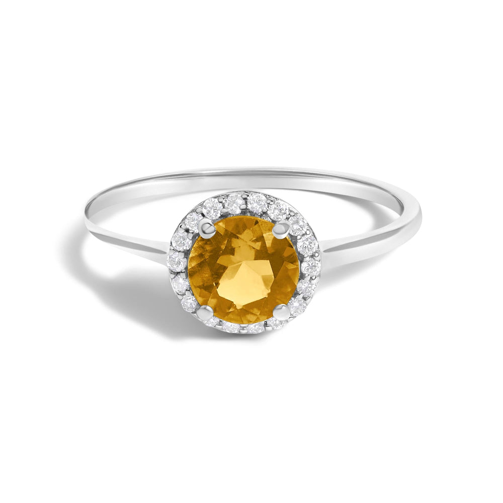 10K Gold Gemstone and 1/10 Cttw Diamond Halo Ring